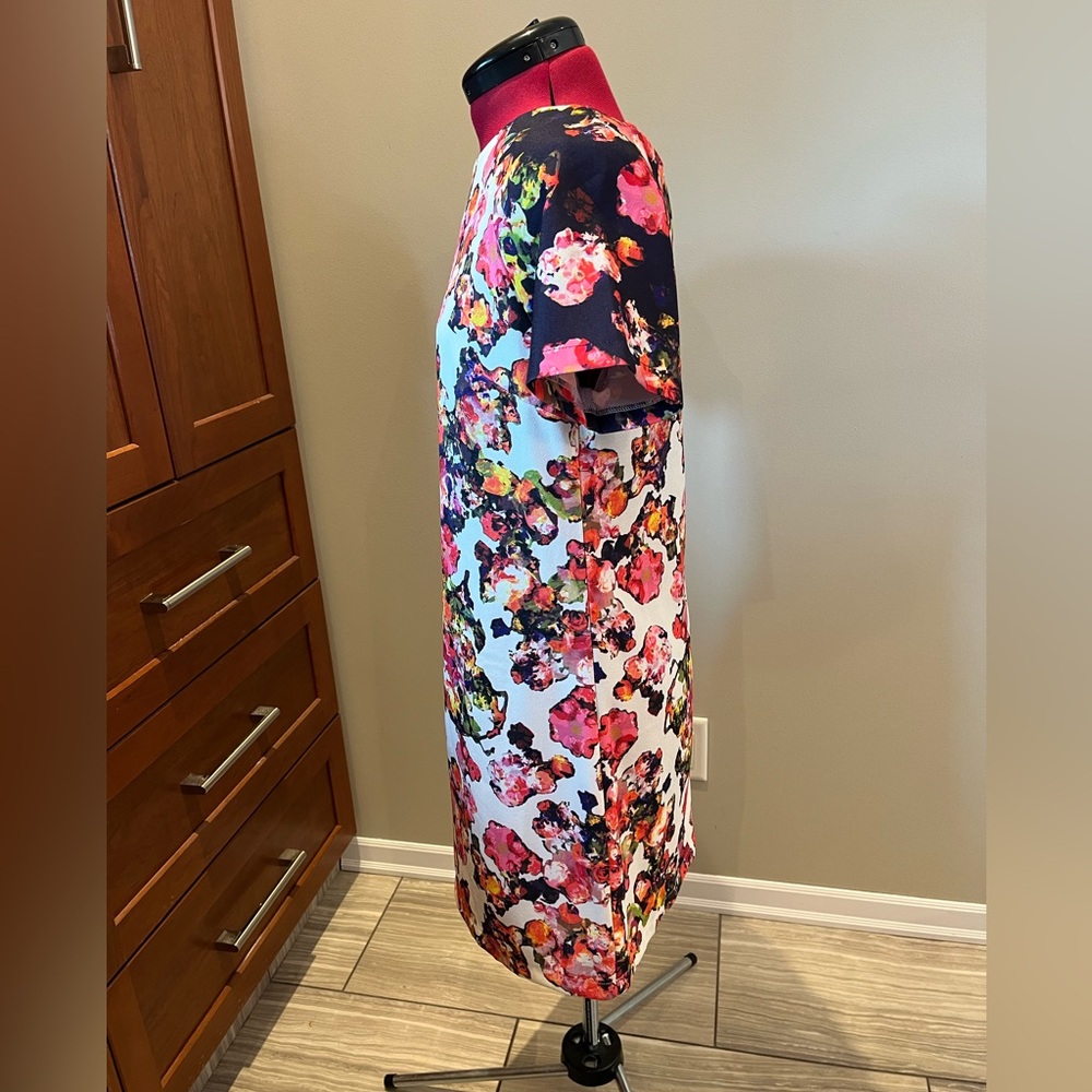 EUC 💐 Anthropologie Watercolor Floral Short Sleeve Shift Dress Sz 6 / M - Picture 4 of 10
